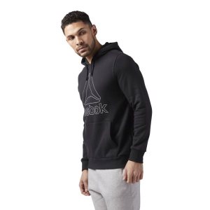 Reebok Elements Big Logo Kapuzenpullover Herren - Schwarz - DE 359-GCY